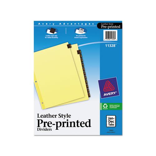 Preprinted Red Leather Tab Dividers W-clear Reinforced Edge, 12-tab, Ltr