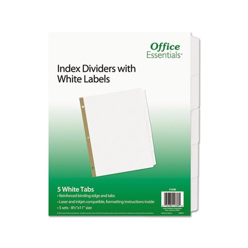 Index Dividers With White Labels, 5-tab, 11 X 8.5, White, 5 Sets