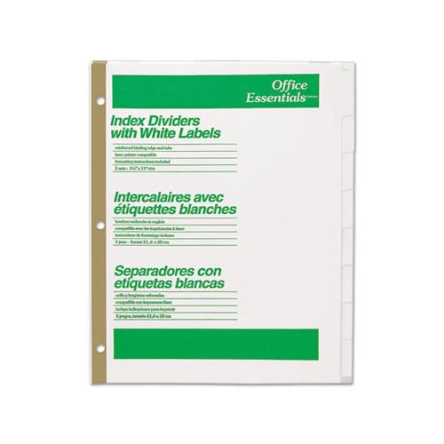 Index Dividers With White Labels, 8-tab, 11 X 8.5, White, 5 Sets