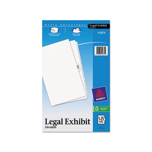 Preprinted Legal Exhibit Side Tab Index Dividers, Avery Style, 26-tab, 1 To 25, 14 X 8.5, White, 1 Set