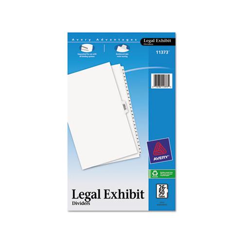 Preprinted Legal Exhibit Side Tab Index Dividers, Avery Style, 26-tab, 26 To 50, 14 X 8.5, White, 1 Set