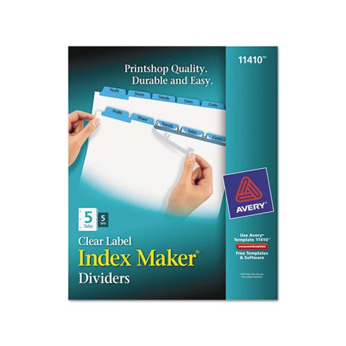 Print And Apply Index Maker Clear Label Dividers, 5 Color Tabs, Letter, 5 Sets