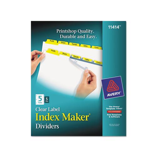 Print And Apply Index Maker Clear Label Dividers, 5 Color Tabs, Letter, 5 Sets