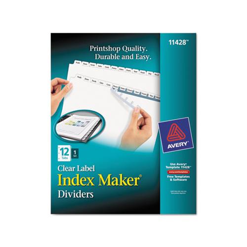 Print And Apply Index Maker Clear Label Dividers, 12 White Tabs, Letter