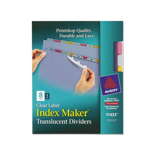 Print And Apply Index Maker Clear Label Plastic Dividers With Printable Label Strip, 8-tab, 11 X 8.5, Translucent, 1 Set