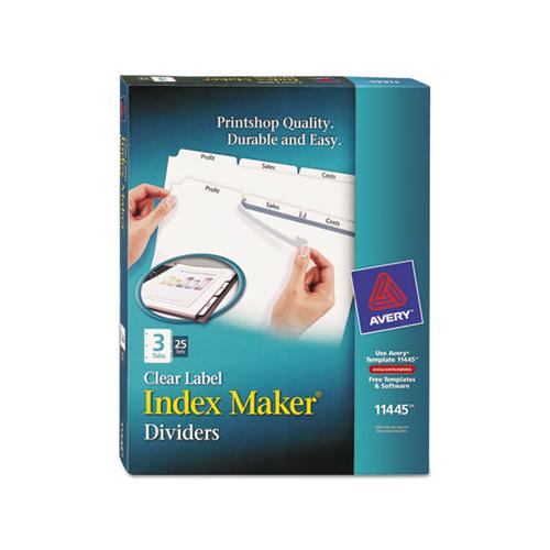 Print And Apply Index Maker Clear Label Dividers, 3 White Tabs, Letter, 25 Sets