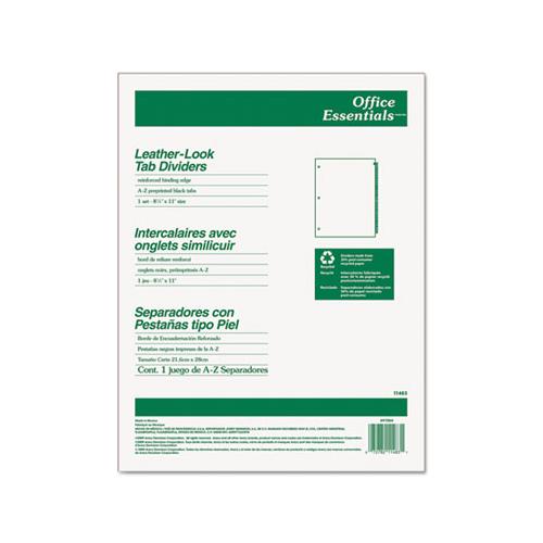 Preprinted Black Leather Tab Dividers, 25-tab, Letter