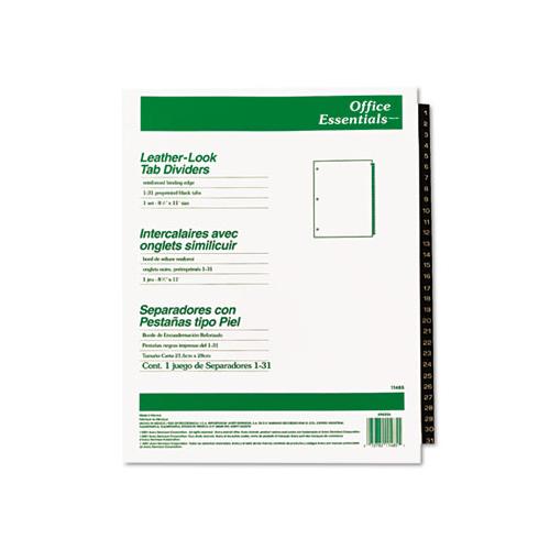 Preprinted Black Leather Tab Dividers, 31-tab, Letter