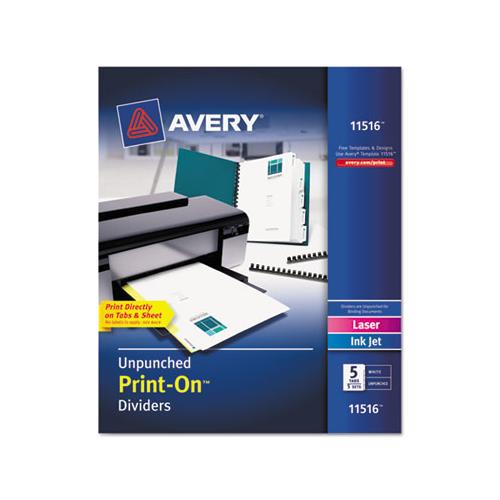 Customizable Print-on Dividers, 5-tab, Letter, 5 Sets