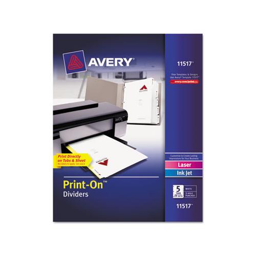 Customizable Print-on Dividers, Letter, 5-tabs-set, 25 Sets-pack