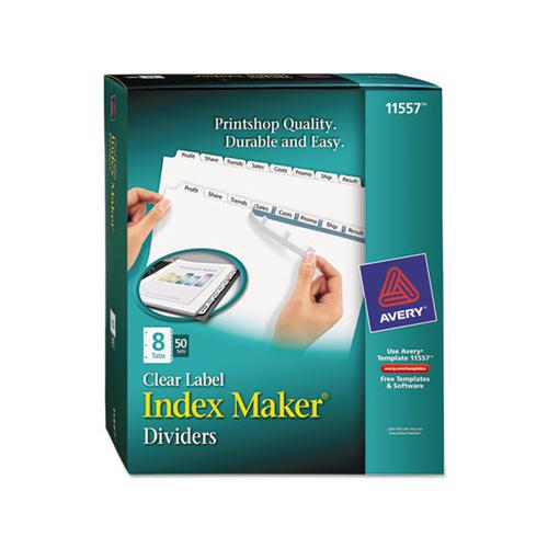 Print And Apply Index Maker Clear Label Dividers, 8 White Tabs, Letter, 50 Sets