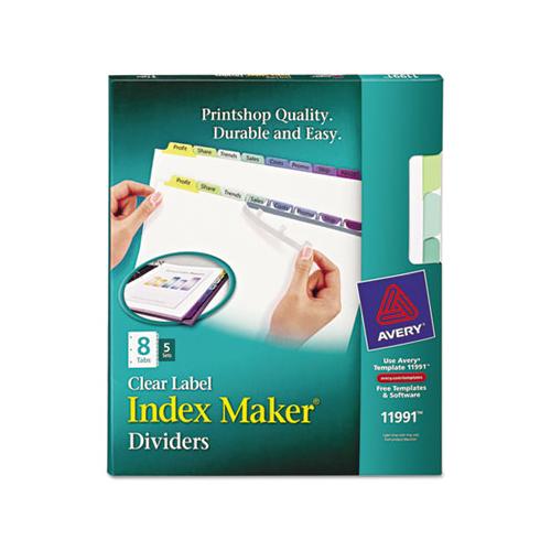 Print And Apply Index Maker Clear Label Dividers, 8 Color Tabs, Letter, 5 Sets