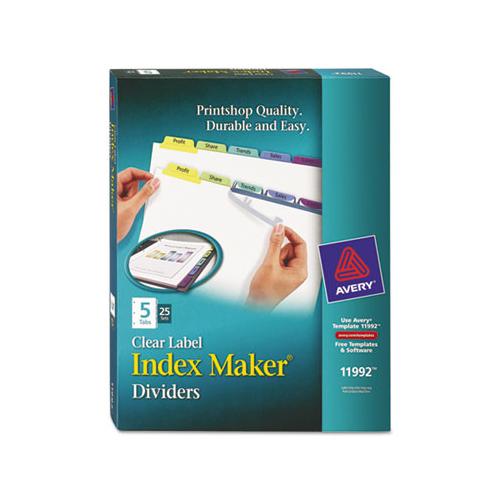 Print And Apply Index Maker Clear Label Dividers, 5 Color Tabs, Letter, 25 Sets
