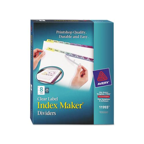 Print And Apply Index Maker Clear Label Dividers, 8 Color Tabs, Letter, 25 Sets