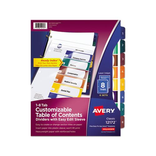 Ready Index Customizable Table Of Contents, Asst Dividers, 8-tab, Ltr, 6 Sets