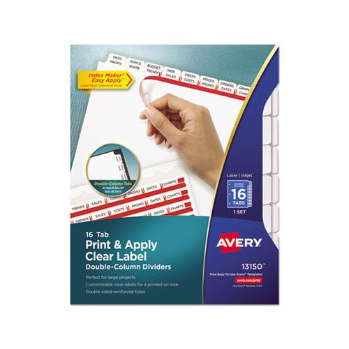 Index Maker Print & Apply Clear Label Double Column Dividers, 16-tab, Letter