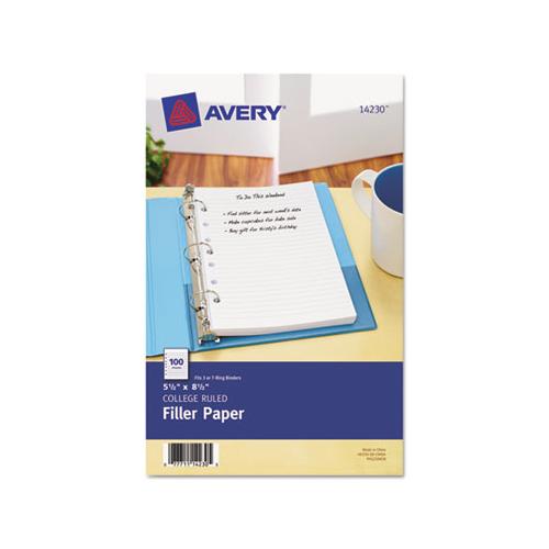 Mini Size Binder Filler Paper, 7-hole, 5.5 X 8.5, Narrow Rule, 100-pack