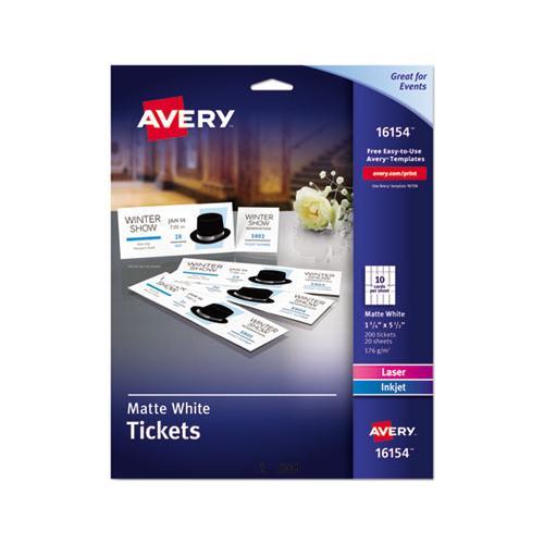 Printable Tickets W-tear-away Stubs, 97 Bright, 65lb, 8.5 X 11, White, 10 Tickets-sheet, 20 Sheets-pack
