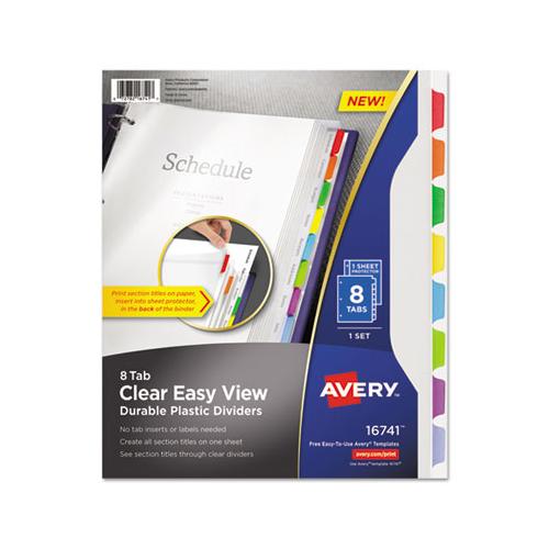 Clear Easy View Plastic Dividers With Multicolored Tabs And Sheet Protector, 8-tab, 11 X 8.5, Clear, 1 Set