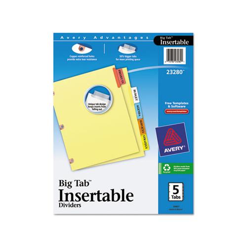 Insertable Big Tab Dividers, 5-tab, Letter