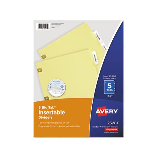 Insertable Big Tab Dividers, 5-tab, Letter