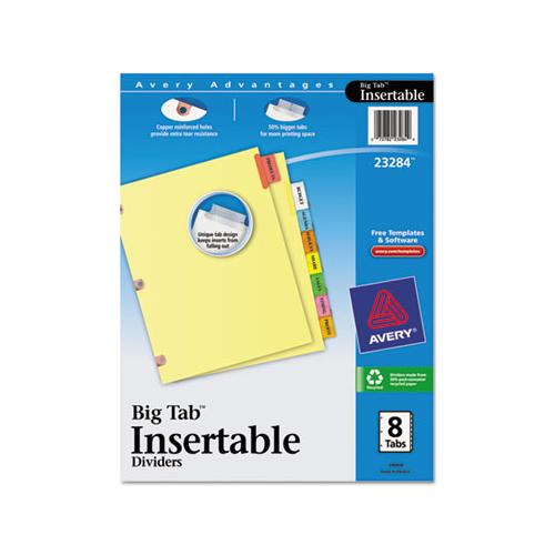 Insertable Big Tab Dividers, 8-tab, Letter