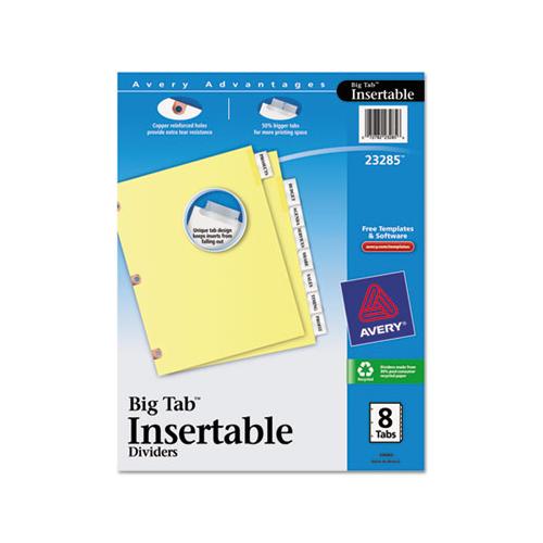 Insertable Big Tab Dividers, 8-tab, Letter