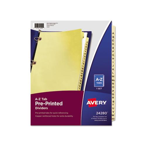 Preprinted Laminated Tab Dividers W-copper Reinforced Holes, 25-tab, Letter