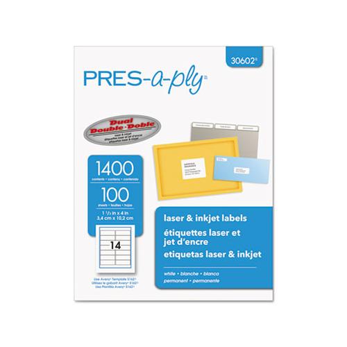 Labels, Laser Printers, 1.33 X 4, White, 14-sheet, 100 Sheets-box