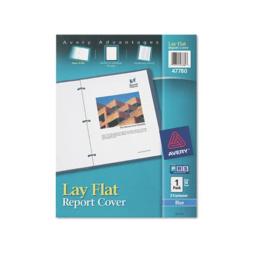 Lay Flat View Report Cover W-flexible Fastener, Letter, 1-2" Cap, Clear-blue