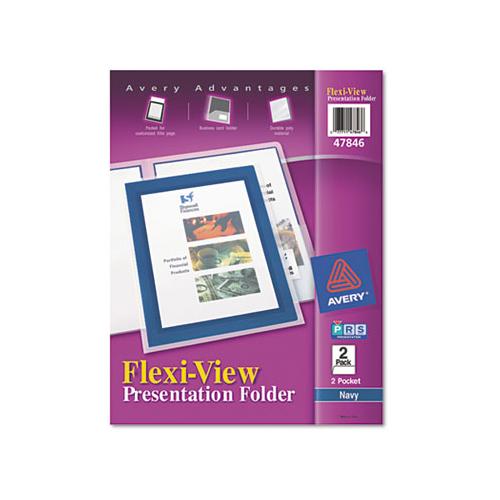 Flexi-view Two-pocket Polypropylene Folder, Translucent-navy, 2-pack