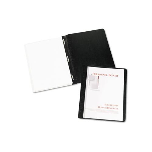 Durable Clear Front Report Cover W-prong Fasteners, 1-8" Cap, Clear-black, 25-bx