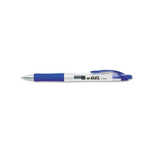 Egel Retractable Gel Pen, Medium 0.7mm, Blue Ink, Blue Barrel