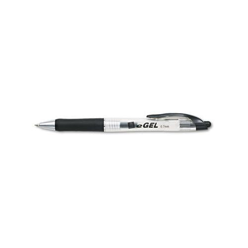 Egel Retractable Gel Pen, Medium 0.7mm, Black Ink, Black Barrel