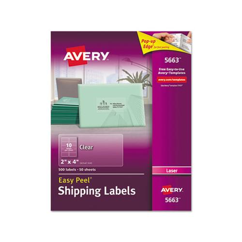 Matte Clear Easy Peel Mailing Labels W- Sure Feed Technology, Laser Printers, 2 X 4, Clear, 10-sheet, 50 Sheets-box