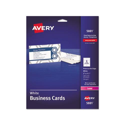 Print-to-the-edge Microperforated Business Cards With Sure Feed Technology, Color Laser, 2 X 3.5, Wht, 160-pk