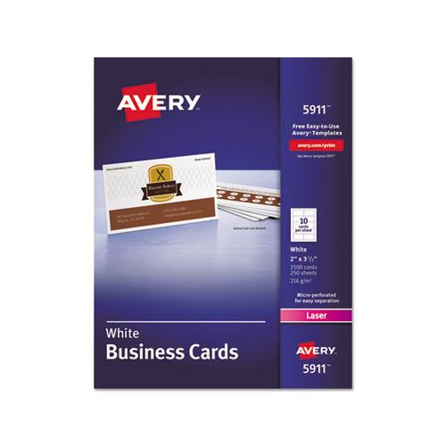 Printable Microperforated Business Cards With Sure Feed Technology, Laser, 2 X 3.5, White, Uncoated, 2500-box