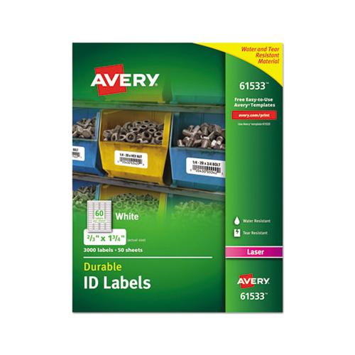 Durable Permanent Id Labels With Trueblock Technology, Laser Printers, 0.66 X 1.75, White, 60-sheet, 50 Sheets-pack