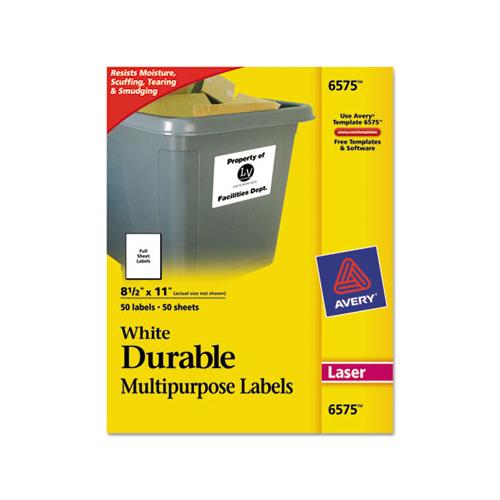 Durable Permanent Id Labels With Trueblock Technology, Laser Printers, 8.5 X 11, White, 50-pack
