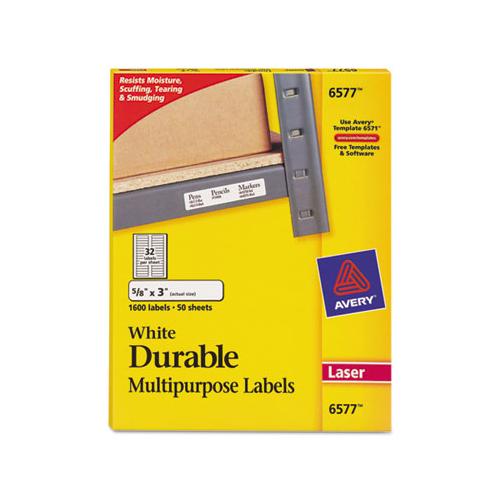 Durable Permanent Id Labels With Trueblock Technology, Laser Printers, 0.63 X 3, White, 32-sheet, 50 Sheets-pack