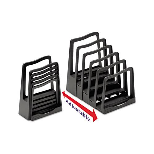 Adjustable File Rack, 5 Sections, Letter Size Files, 8" X 11.5" X 10.5", Black