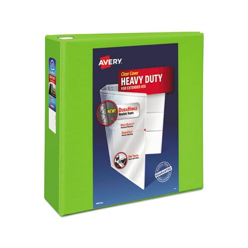 Heavy-duty View Binder With Durahinge And Locking One Touch Ezd Rings, 3 Rings, 4" Capacity, 11 X 8.5, Chartreuse