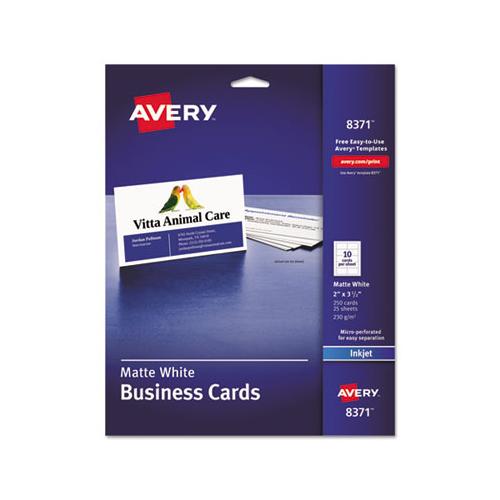 Printable Microperforated Business Cards With Sure Feed Technology, Inkjet, 2 X 3.5, White, Matte, 250-pack