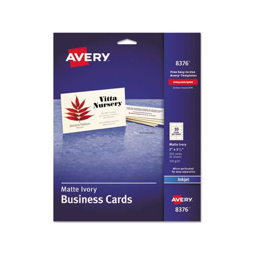Printable Microperforated Business Cards With Sure Feed Technology, Inkjet, 2 X 3.5, Ivory, Matte, 250-pack