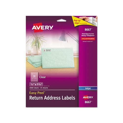 Matte Clear Easy Peel Mailing Labels With Sure Feed Technology, Inkjet Printers, 0.5 X 1.75, Clear, 80-sheet, 25 Sheets-pack