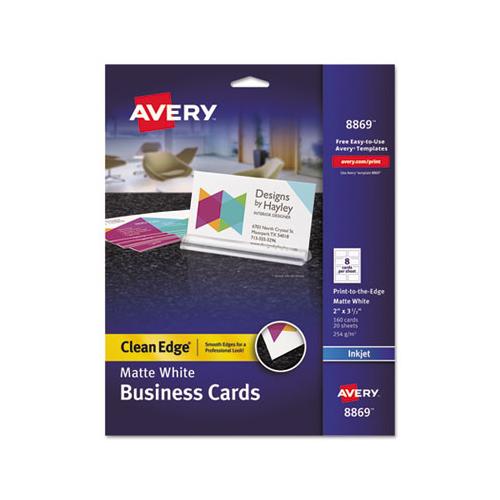 Print-to-the-edge True Print Business Cards, Inkjet, 2x3 1-2, Wht, 160-pk