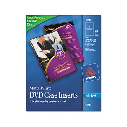 Inkjet Dvd Case Inserts, Matte White, 20-pack
