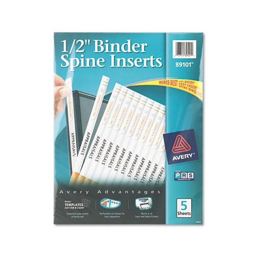Binder Spine Inserts, 1-2" Spine Width, 16 Inserts-sheet, 5 Sheets-pack
