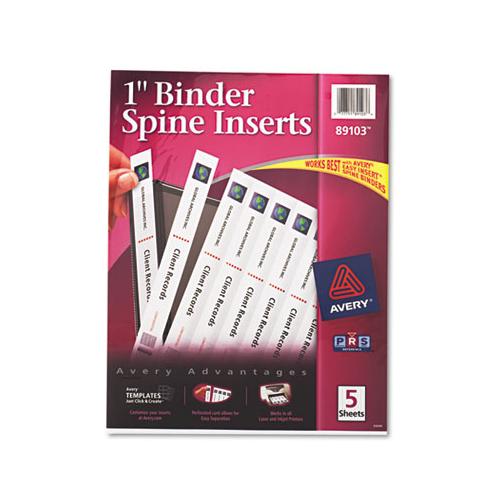 Binder Spine Inserts, 1" Spine Width, 8 Inserts-sheet, 5 Sheets-pack