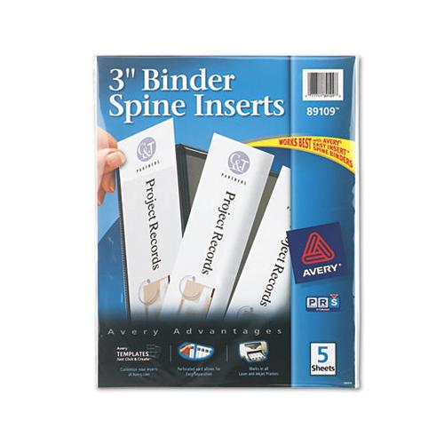Binder Spine Inserts, 3" Spine Width, 3 Inserts-sheet, 5 Sheets-pack